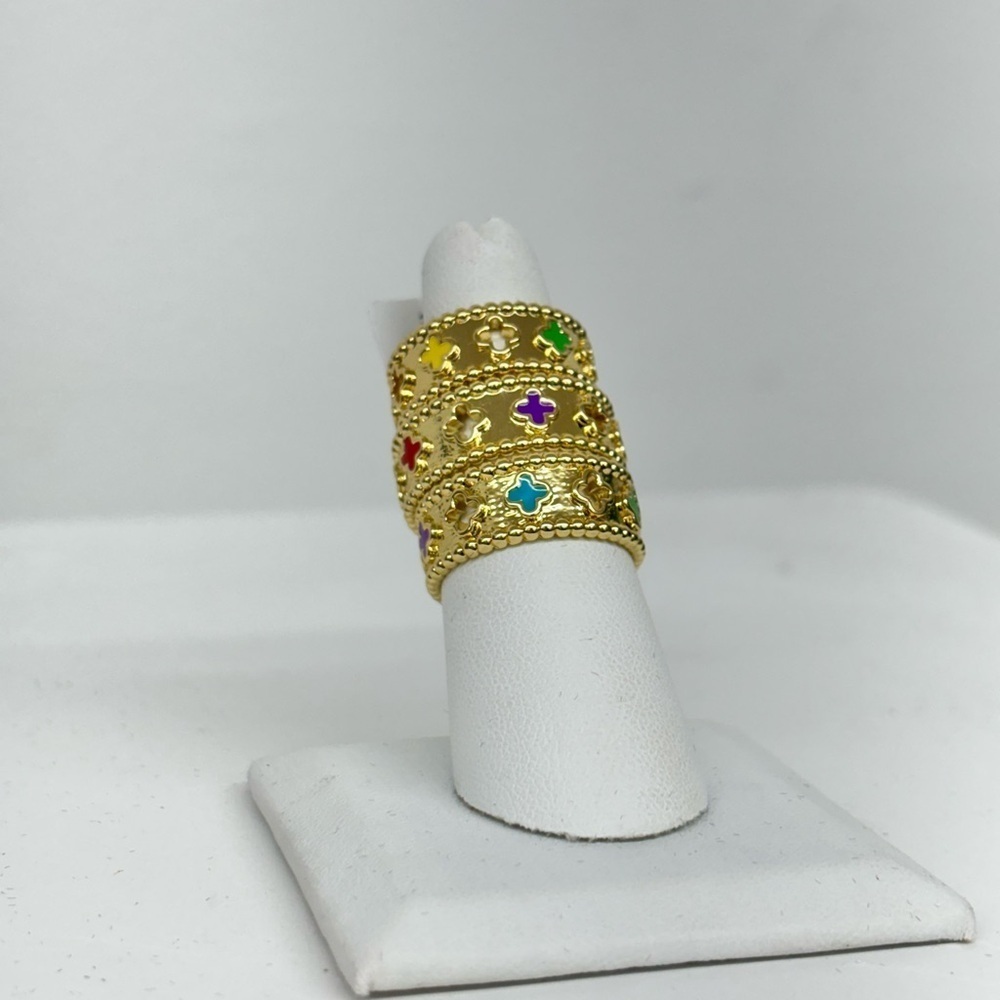 House of She Ima Gold Multicolor Gemstone Ring Sizes 7-8 NWT